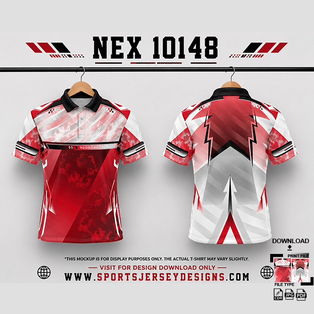 NEX-10148 RED AND WHITE SPORTSWEAR SUBLIMATION JERSEY DESIGN
